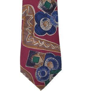 Ted Lapidus Designer Paris Silk Mens Necktie Floral Abstract‎ Multicolor Tie
